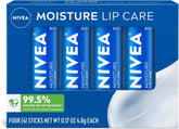 NIVEA Moisture Lip Care, Hydrating Lip Balm with Shea Butter, Nourishing Oils and Vitamin C & E, 3-in-1 Moisture, Repair and Nourish, 0.17 Oz Stick, Pack of 48