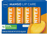 NIVEA Mango Lip Care, Vegan Lip Balm Pack with Shea Butter, Nourishing Oils and Vitamin C & E, 3-in-1 Moisturize, Repair and Protect, 0.17 Oz Stick, (Pack of 48)