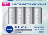 NIVEA Dewy Lip Balm with Hyaluronic Acid, Lightweight and Ultra-Hydrating for All Day Moisture, Leaves Visibly Less Noticeable Lip Lines and No Waxy Feel, 0.18 Oz, Pack of 48