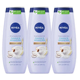 NIVEA Pampering Coconut and Almond Milk Body Wash with Nourishing Serum, Moisturizing Body Wash for Women, Enriched with Provitamin B5 and Vitamin E, 20 Fl Oz Bottle, Pack of 3