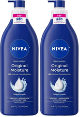 NIVEA Original Moisture Body Lotion with Vitamin E,48-Hour Body Moisturizer for Normal to Dry Skin,16.9 Fl Oz Pump Bottle, (Pack of 2)