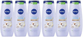 NIVEA Pampering Coconut and Almond Milk Body Wash with Nourishing Serum,Moisturizing Body Wash for Women,Enriched with Provitamin B5 and Vitamin E,20 Fl Oz Bottle,(Pack of 6)