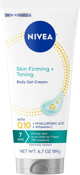 NIVEA Skin Firming & Toning Body Gel Cream with Q10, Hyaluronic Acid and Vitamin C, Clinically Tested Skin Firming & Toning Cream, 72-Hour Moisture, 6.7 Oz Tube (Pack of 12)