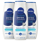 NIVEA Derma Comfort Caring Body Wash for Normal to Dry Skin, Body Wash with Hyaluronic Acid and Provitamin B5, 16.9 Fl Oz Bottle, Pack of 3