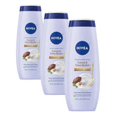 Nivea Pampering Cocoa and Shea Butter Body Wash with Nourishing Serum, Moisturizing Body Wash for Women, Enriched with Provitamin B5 and Vitamin E, 20 Fl Oz Bottle (Pack of 3)