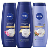 NIVEA Nourishing Body Wash Set with Botanical Blossom, Nourishing Care and Shea Butter Body Washes, Skin Care Set for Women with Provitamin B5 and Vitamin E, 20 Fl Oz Bottle, Pack of 3