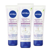 NIVEA Sensitive and Radiant Face and Body Cream for Dry, Sensitive Skin, Vegan Body and Face Moisturizer with Shea Butter and Aloe Vera, 6.8 Oz Tube, Pack of 3