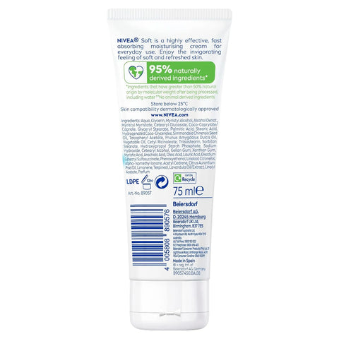 NIVEA Soft All-Purpose Moisturizing Cream (75 mL), Everyday Moisturizer and Hand Cream for Use After Hand Sanitizer or Hand Soap Light and Non-Greasy Formula