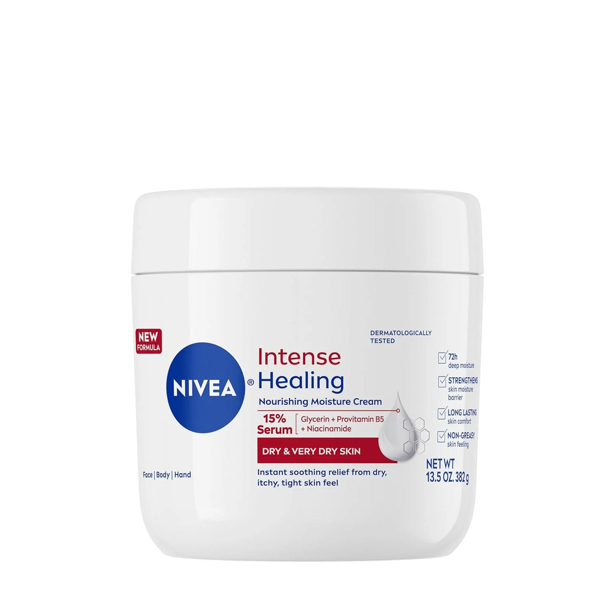 NIVEA Intense Healing Body Cream for Dry Skin with Glycerin, 13.5 Oz