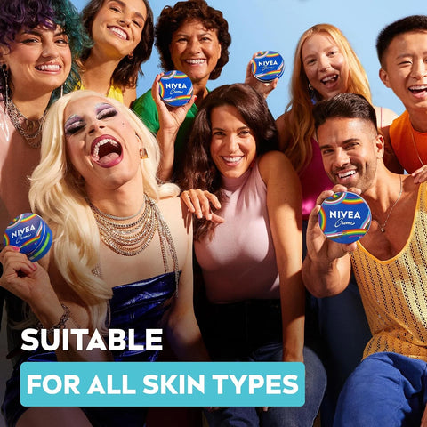 NIVEA Creme Face, Hand and Body Moisturizer Cream, Limited-Edition LGBTQ+ Pride Creme Tin, Rich Body Cream for Dry Skin with Provitamin B5, Fast-Absorbing and Non-Comedogenic, 8.4 Oz Tin (Pack of 2)
