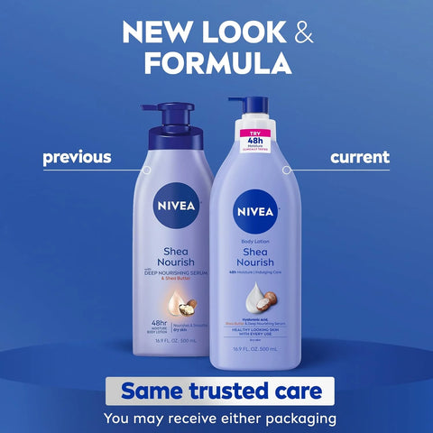 NIVEA Shea Nourish Body Lotion with Shea Butter & Hyaluronic Acid, 16.9 Oz