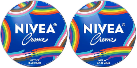 NIVEA Creme Face, Hand and Body Moisturizer Cream, Limited-Edition LGBTQ+ Pride Creme Tin, Rich Body Cream for Dry Skin with Provitamin B5, Fast-Absorbing and Non-Comedogenic, 8.4 Oz Tin (Pack of 2)