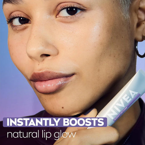 NIVEA Glowy Lips, Vegan Lip Balm with Hyaluronic Acid, Vitamin E, and Magnolia Extract, Moisturizing Lip Balm Instantly Boosts Natural Lip Glow, 0.35 Fl Oz Tube (Pack of 2)