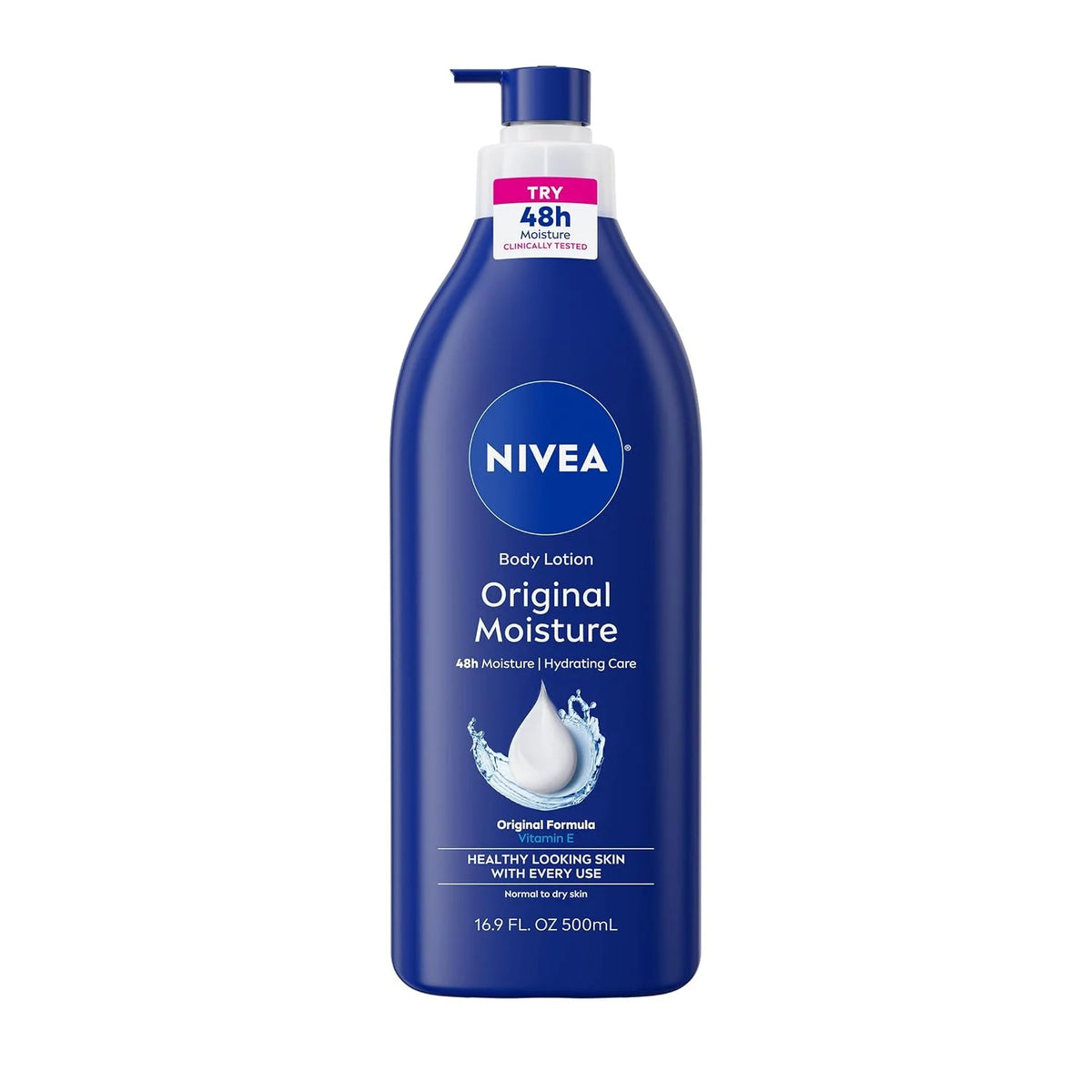 NIVEA Original Moisture Body Lotion with Vitamin E, 16.9 Fl Oz Pump Bottle