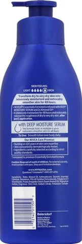 NIVEA Essentially Enriched Body Lotion for Very Dry Skin with Hyaluronic Acid, Almond Oil and Deep Nourishing Serum, 72-Hour Body Moisturizer, 16.9 Fl Oz Pump Bottle (Pack of 2)
