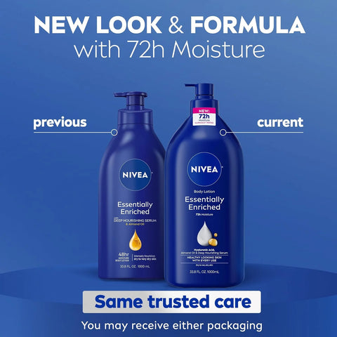 NIVEA Essentially Enriched Body Lotion Very Dry Skin, 33.8 Fl Oz Value Size