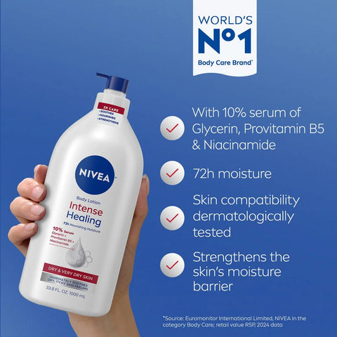 NIVEA Intense Healing Body Lotion Very Dry Itchy Skin, 33.8 Fl Oz Value